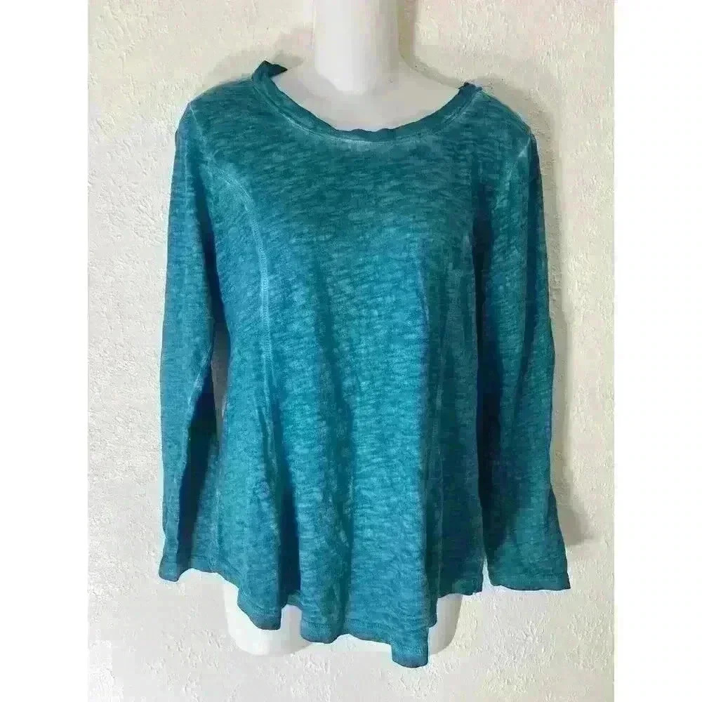 Soft Surroundings Womens Sz Petite Small Knit A Line Swing Top Tunic V Neck Teal